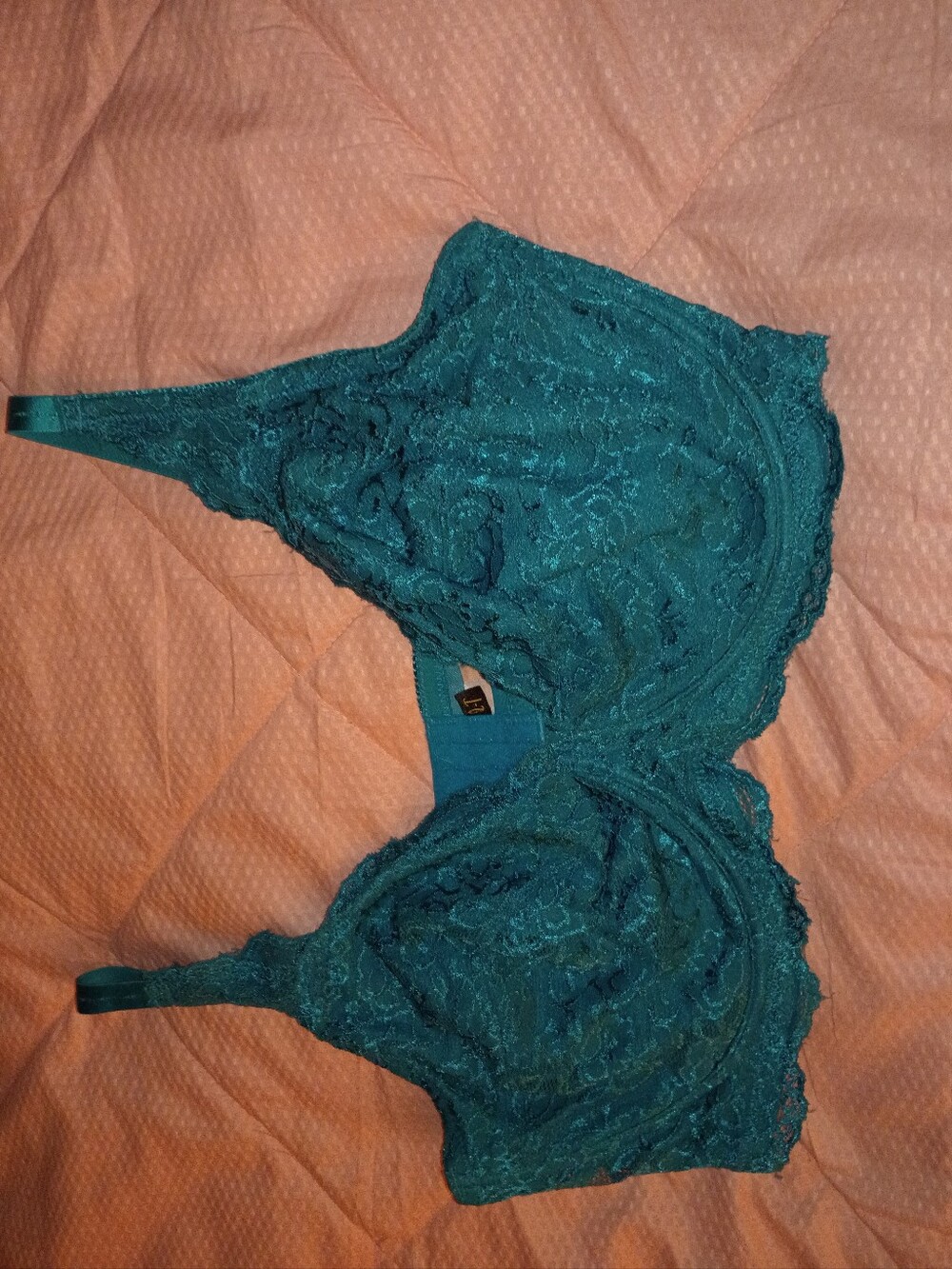 Q-T Intimates Teal Lace Underwire Bra - Picture 5 of 7